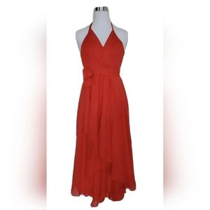 Haute Hippie Women's Halter Dress Midi Flare 100% Silk Red NWT $465.00 Size XS 2